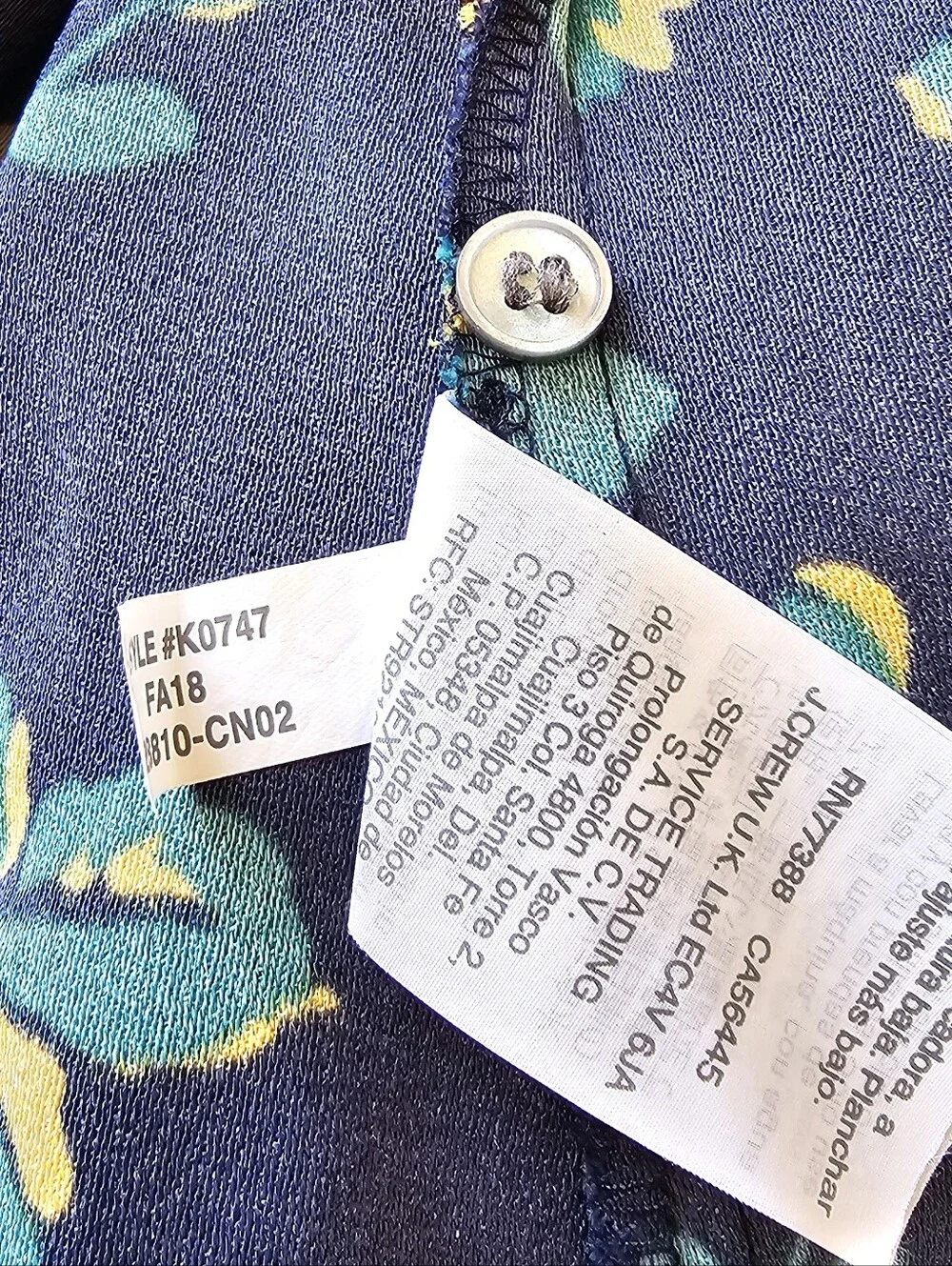 J. Crew Navy & Gold Floral Drape Crepe Wrap‎ Blouse Size Small #K0747